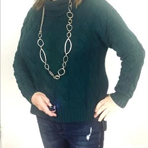 NWT Banana Republic Women's Dark Green Cable Cowl Neck Sweater  Size M